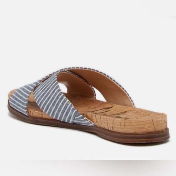 Sam Edelman | Women’s Blue/White Stripe Hattie Crisscross Canvas Slip On Flats - Picture 12 of 16